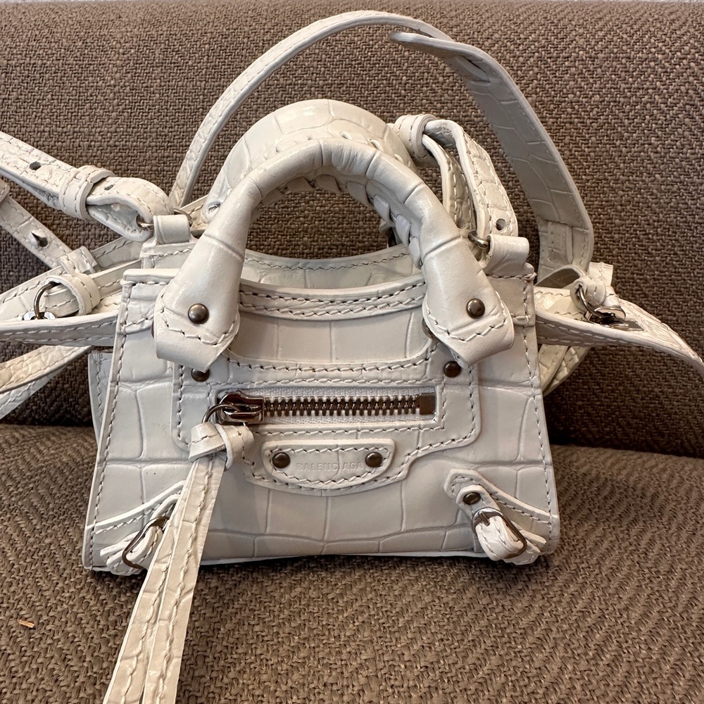 🎉🎉🎉 SOLD!🎉🎉🎉Balenciaga White Croc-Embossed Women's Bag